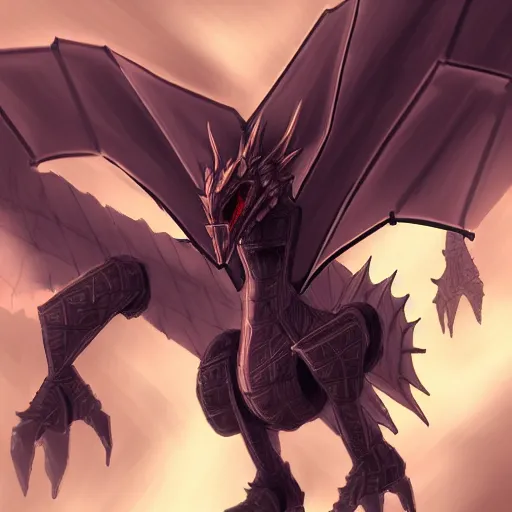 Image similar to robot dragon digital art; deviantart; furaffinity; high quality