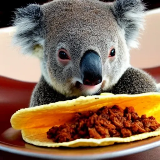 Prompt: a koala eating a taco