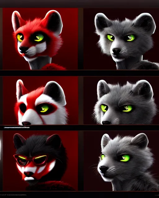 Image similar to furry - male - red - black - weasel - necromancer - fursona uhd ue 5 visual novel pc game expressions, photorealistic