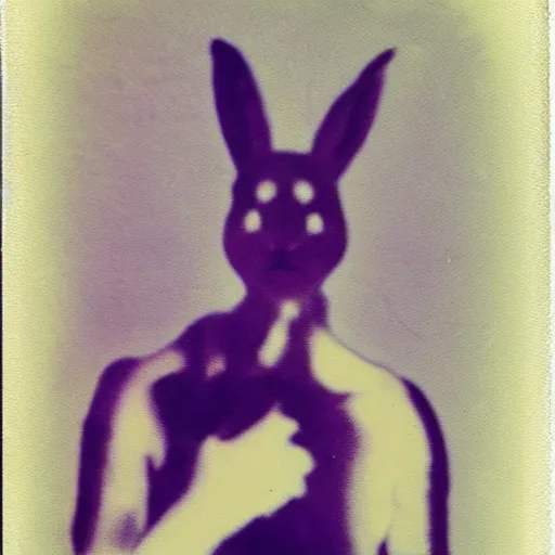 Image similar to Haunted terrifying humanoid rabbit captured on grainy polaroid