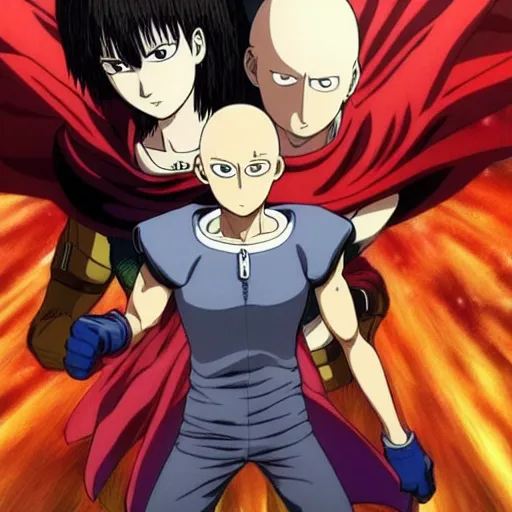 Image similar to saitama one punch man vs monalisa