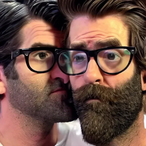 Image similar to rhett and link kissing