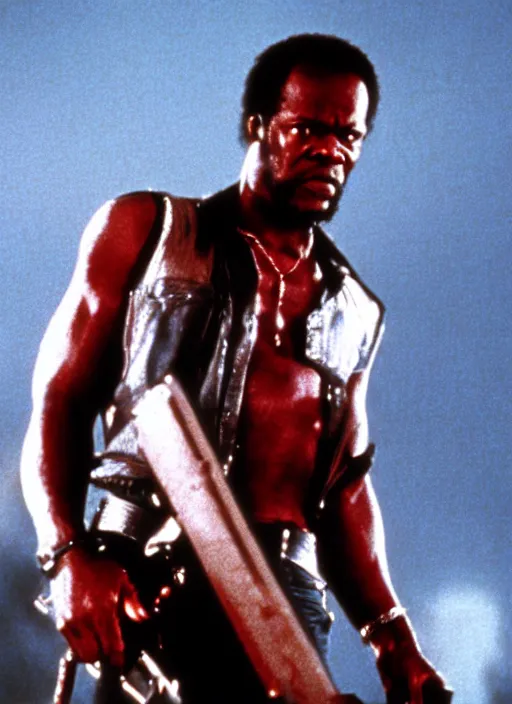 Image similar to film still of Samuel L Jackson as John McClane in Die Hard, 4k