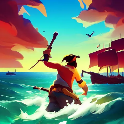 Image similar to painting treasure on sea of thieves game smooth median photoshop filter cutout vector, behance hd by jesper ejsing, by rhads, makoto shinkai and lois van baarle, ilya kuvshinov, rossdraws global illumination