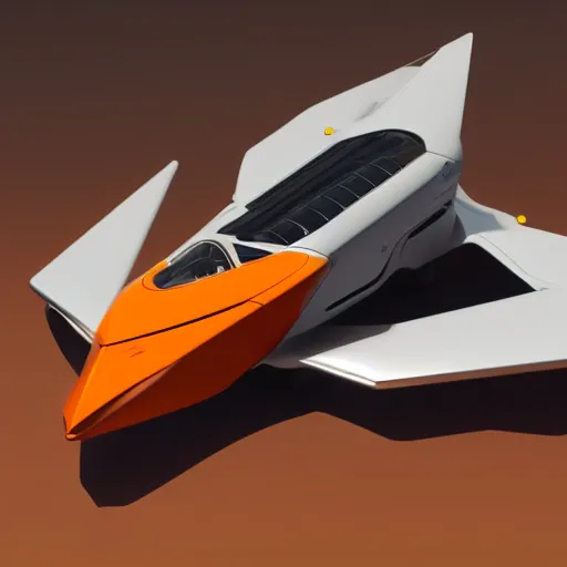 Image similar to side view, futuristic aircraft designed by syd mead. orange and steel. super resolution. extremely detailed. 8 k. cinematic. trending on artstation. octane render.