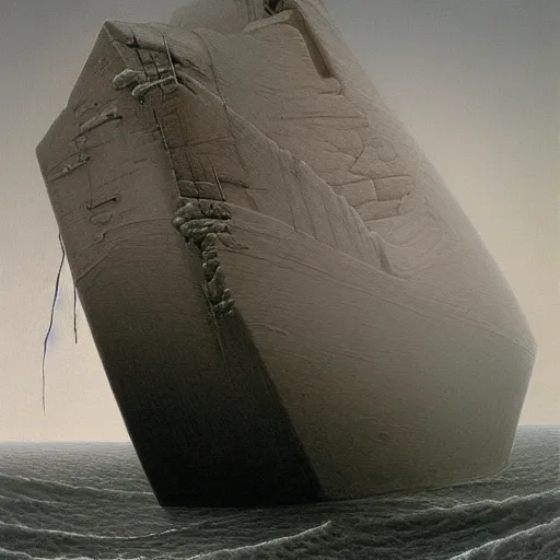 Prompt: an ice ship by Zdzisław Beksiński, oil on canvas