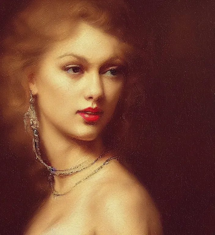 Prompt: an extremely detailed beautiful oil painting of taylor swift! art by rembrandt, portrait, awe inspiring