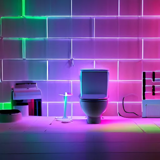 Image similar to toilet paper, gaming, neon, sleek, RGB lights, product photography