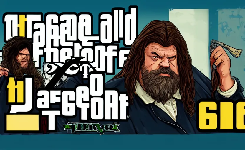 Image similar to Hagrid in the style of GTA V loading screen