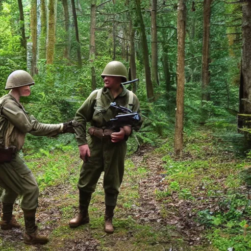 Image similar to ww 2 encounter in the woods