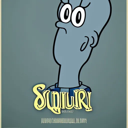Image similar to handsome squidward, male, cartoon network style, poster