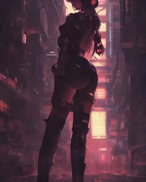 Prompt: full body portrait of anime girl in mechanic armor in night tokyo by greg rutkowski, perfect face, fine details