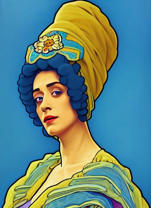 Prompt: oil portrait of marge simpson, intricate, elegant, highly detailed, lighting, painting, artstation, smooth, illustration, art by greg rutowski and alphonse mucha