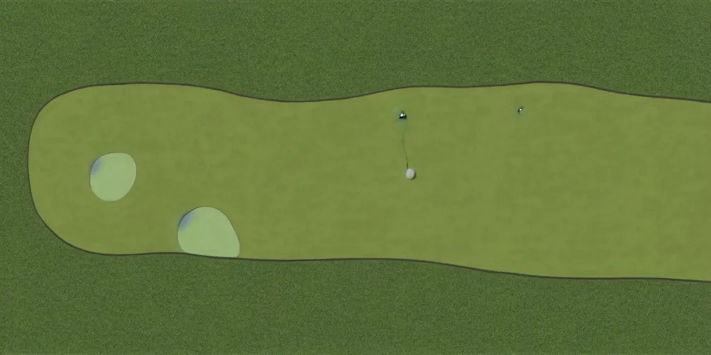 Prompt: top down pencil and oil drawing of a 18 hole golf course layout, minimalistic, flat, high res