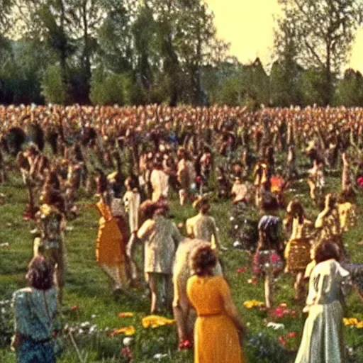 Image similar to vhs 1 9 8 0 s footage of a scene from the movie midsommar