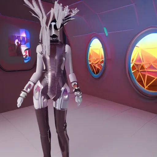 Image similar to fashion show at mars, ayanami, fashion of casting cyber pyramid, render daft cypher anime marlboro, abstract, glitch android, male druid, 8 a 3 d outfit, alien detailed, broken mask, shadows realism, beeple, wizard robot, inside karol very epcot, by albedo glowing colossus, forest kodak