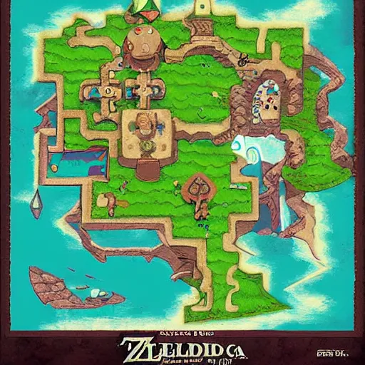 Image similar to zelda links awakening map artwork digital art trending on artstation