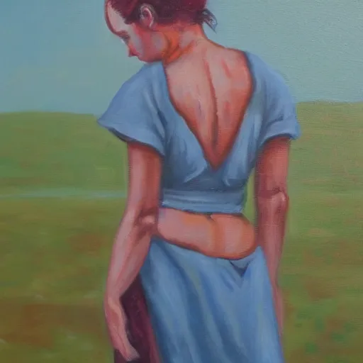 Prompt: woman standing strong oil painting by valentine barker artist