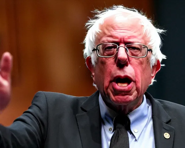 Prompt: Bernie Sanders goes Super Saiyan while giving philibuster speech in the senate chamber (AP News)
