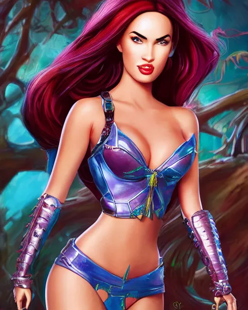 Prompt: megan fox as barbie, fantasy art, in the style of artgerm, illustration, epic, fantasy, intricate, hyper detailed, artstation, concept art, smooth, sharp focus, ray tracing, vibrant, photorealistic, simon bisley