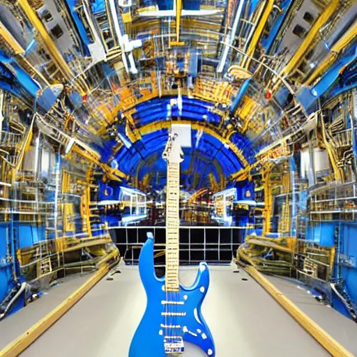 Prompt: electric guitar in the large hadron collider