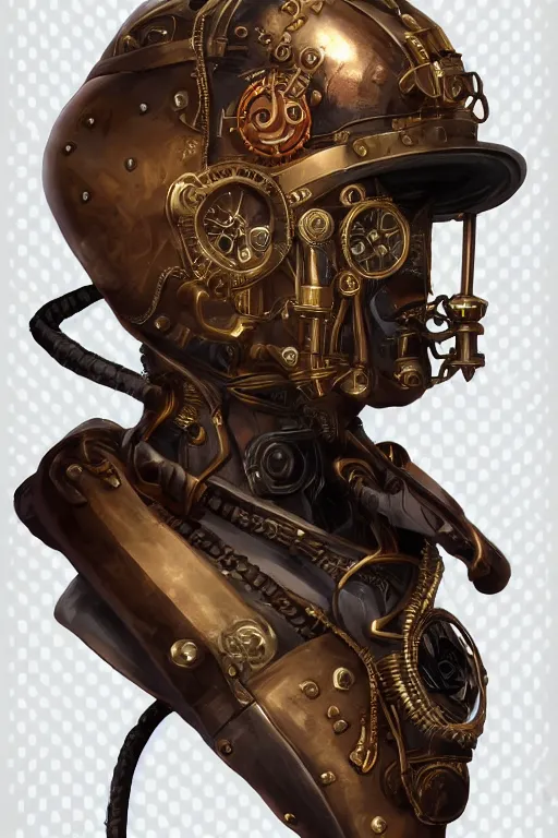 Image similar to steampunk helmet fantasy art mask robot ninja stylized digital illustration sharp focus, elegant intricate digital painting artstation concept art global illumination ray tracing advanced technology chaykin howard and campionpascale and cooke darwyn and davis jack