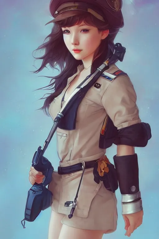 Image similar to a cute and beautiful caucasian girl dressed up as pilot, character art by artgerm lau, kyoung hwan kim, ilya kuvshinov, alphonse mucha, trending on artstation, pixiv, 8 k, hyper detailed