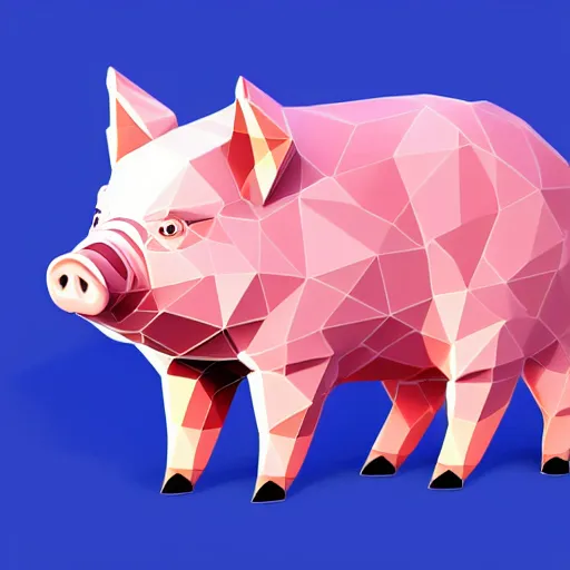 Prompt: low poly isometric pig on a blank background