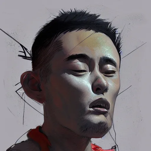 Prompt: a painting in the style of kim jung gi and in the style of irakli nadar.