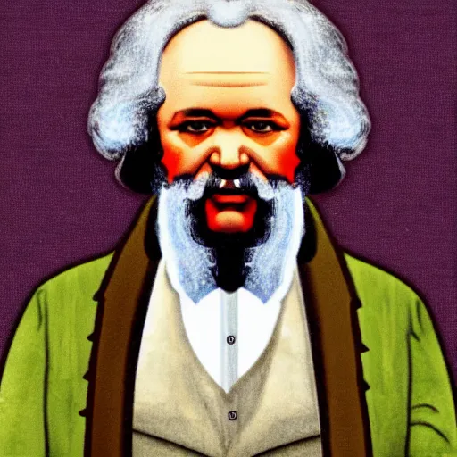 Prompt: ecological gothic karl marx portrait