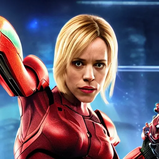 Image similar to rachel mcadams playing the role of samus in the new metroid movie, film still, 4 k, highly detailed, dramatic lighting