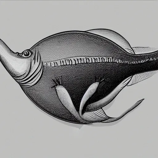 Image similar to side view illustration of an alien fish