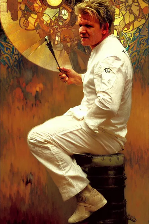 Image similar to gordon ramsay, painting by gaston bussiere, craig mullins, greg rutkowski, alphonse mucha