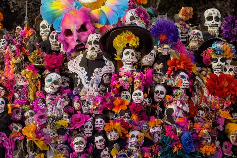 Image similar to cinematography dia de muertos in san magel de ayende by Emmanuel Lubezki