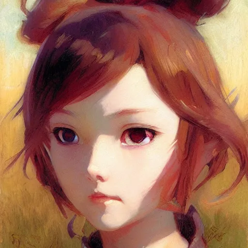 Prompt: cute anime girl faces, chibi art, painting gaston bussiere, craig mullins, j. c. leyendecker