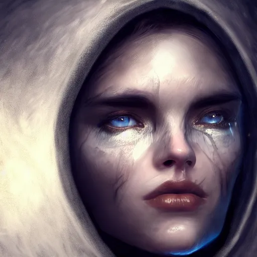 Image similar to I've had a rough day, healthcare worker, perfect eyes, full body shot, portrait, sad, tiredfantasy, beautiful face, medieval, vivid colors, elegant, concept art, sharp focus, digital art, Hyper-realistic, 4K, Unreal Engine, Highly Detailed, HD, Dramatic Lighting by Brom, trending on Artstation