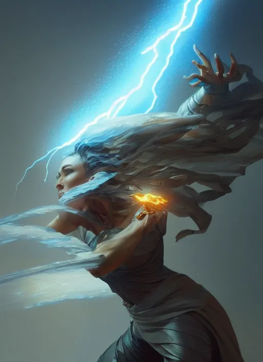 Prompt: an air elemental throwing a lightning bolt, intricate, brutal, highly detailed, digital painting, artstation, concept art, smooth, sharp focus, illustration, art by artgerm and greg rutkowski and alphonse mucha, 8 k