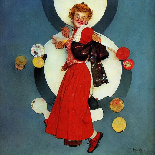 Prompt: female jester, by norman rockwell.