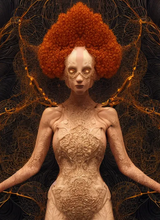 Prompt: highly detailed surreal vfx afro avante garde portrait of a 3 d light temple, polyphonic bio - communications, arcane ritual, entangled vibrating, electricity, ultra detailed, ornate, hyperrealistic, octane render, chiaroscuro, inspired by james jean, android jones, william morris, johannen voss, alphonse mucha, frostbite 3 engine