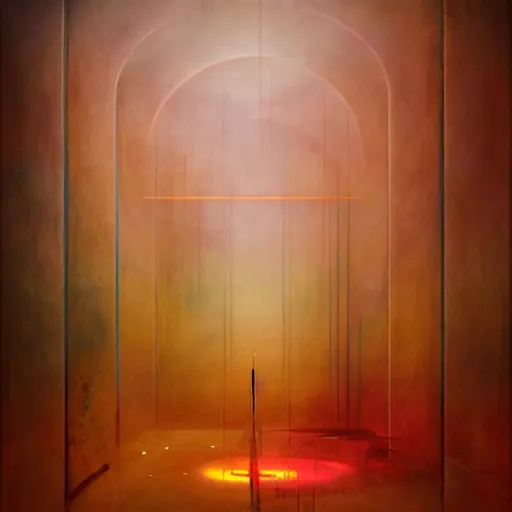 Image similar to resonant frequency by cy Twombly and BASTIEN LECOUFFE DEHARME, colorful, iridescent, volumetric lighting, abstract
