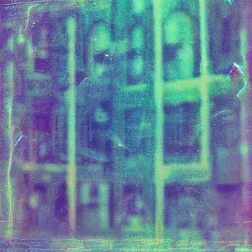 Image similar to polaroid of a dream, reflection, double exposure, glitch, gradient