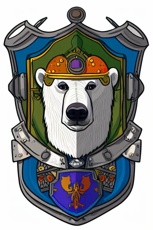 Image similar to Portrait of a polar bear in medieval armor, knight, medieval, sticker, colorful, illustration, highly detailed, simple, smooth and clean vector curves, no jagged lines, vector art, smooth