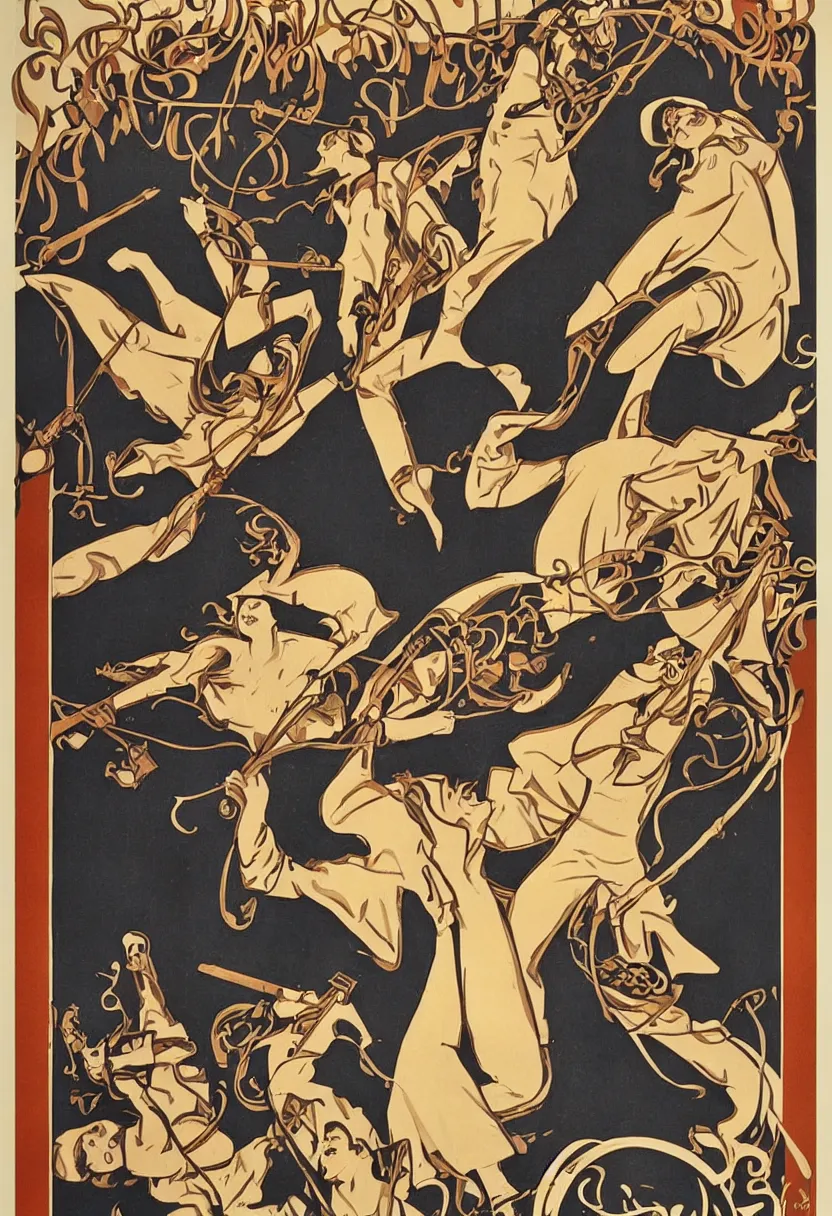 Image similar to art nouveau war propaganda poster