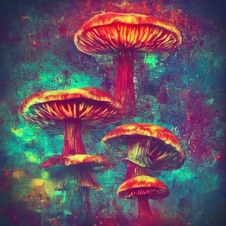 Image similar to double exposure of dally life, symbols of live, explosion, cyber mushroom city, love is the most relevant theme, love is infinity, love is begin of all, 8 k resolution, artistic mode, artistic, trending on instagram, long exposure, love art, serious, fantasy and dreams vibes, mushrooms style and macro style, colorful picture