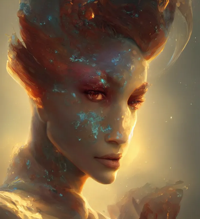 Prompt: a 3/4 face portrait of a beautiful elegant elemental entity, backlit, strong rim light, highly detailed, digital painting, HDRI, by Alvaro Castagnet, Peter Mohrbacher, vivid colors, high contrast, 8k resolution, intricate, photorealistic, smooth