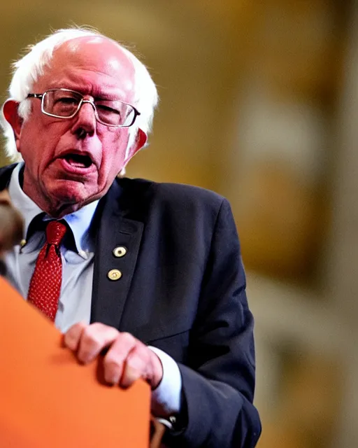 Prompt: Bernie Sanders goes Super Saiyan in the Senate chambers during a philibuster speech (AP News Photo)