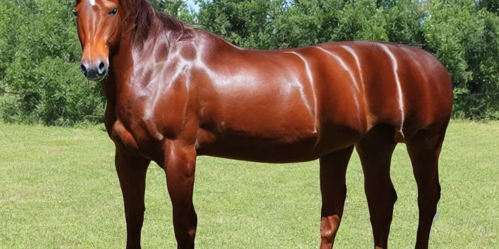 Image similar to american quarter horse, shiny coat, strong and lean, highly detalied