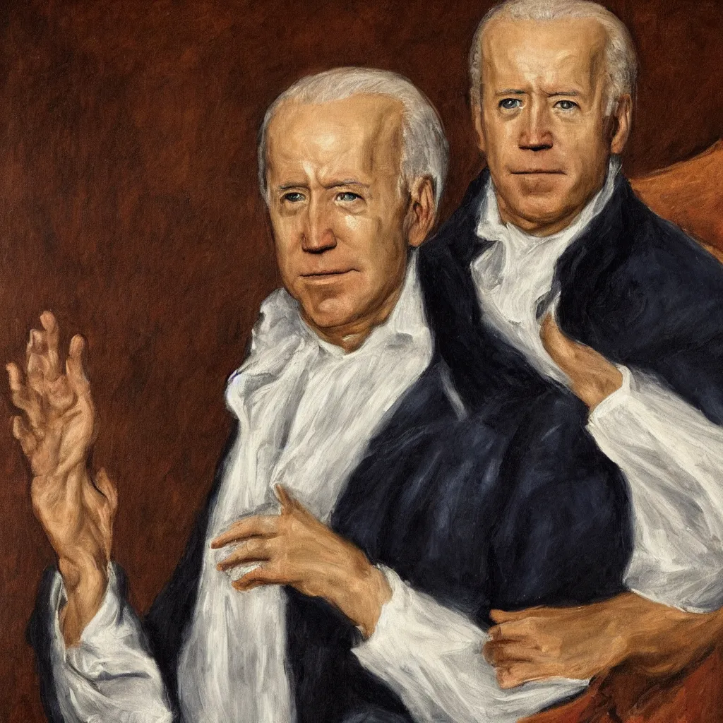 Prompt: portrait of Joe Biden by el Greco, oil on canvas, 4K