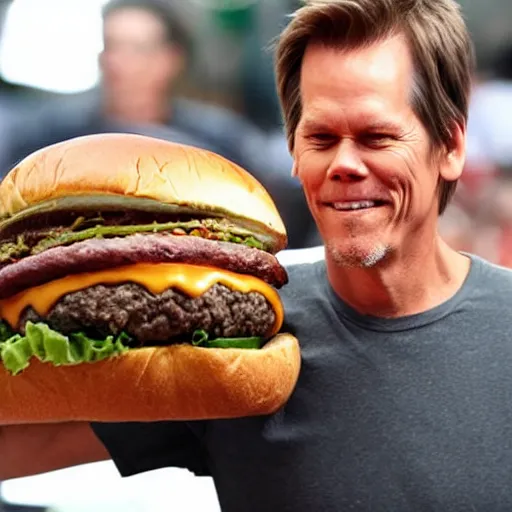 Image similar to kevin bacon inside a giant cheeseburger