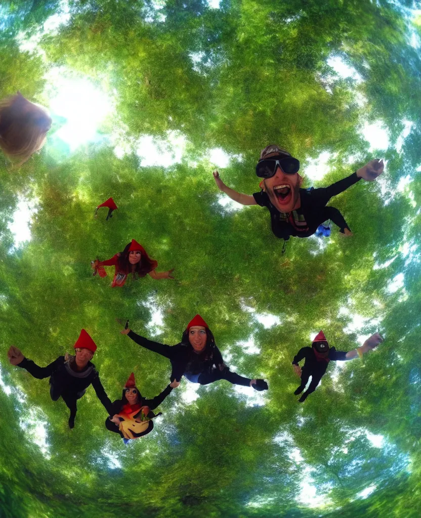Prompt: gopro photo first person perspective of psilocybin acid elves